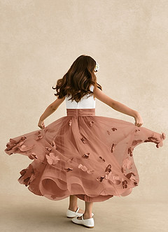 Azazie Vi Flower Girl Dresses Bronzer A-Line Sleeveless Tulle Dress image3
