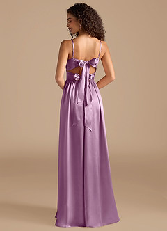 Azazie Zeya Bridesmaid Dresses Wisteria A-Line Pleated Metallic Satin Dress image2