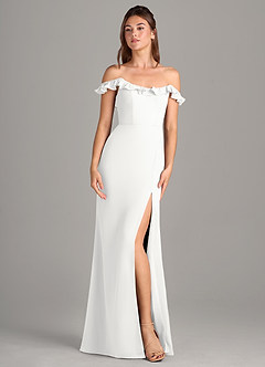 Azazie Callie Bridesmaid Dresses White Mermaid Side Slit Chiffon Convertible Dress image7