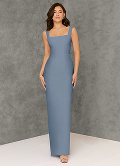 Azazie Flori Bridesmaid Dresses Twilight Sheath Square Neckline Chiffon Dress image1