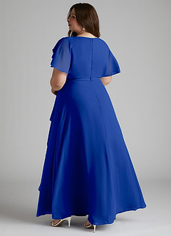 Azazie Aaliyah Modest Bridesmaid Dresses A-Line Scoop Pleated Chiffon Floor-Length Dress image9