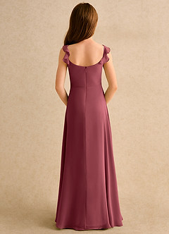 Azazie Puppy Girls Formal Flower Girl Dresses Merlot A-Line Pleated Chiffon Dress image2