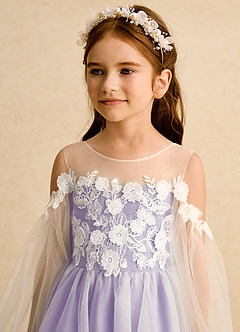 Azazie Zimi Flower Girl Dresses Lilac Ball-Gown Sweetheart Neckline Tulle Dress image9