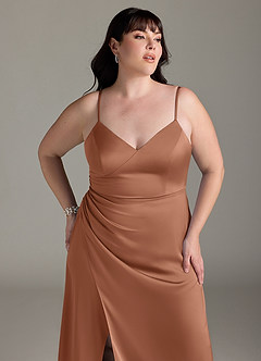 Azazie Marchella Brautjungfernkleider A-Linie Korsett Stretch-Satin Kleid Bronzer image11