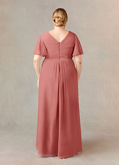 Azazie Morning Glory Mother of the Bride Dresses Antique Rose A-Line V-Neck Ruched Chiffon Dress image6