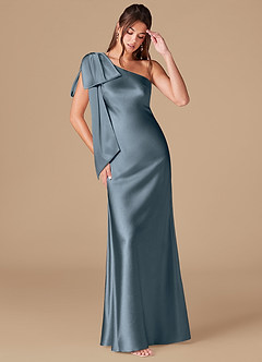Azazie Capri Robes de demoiselle d'honneur Robe Fourreau en Satiné métallisé Ue épaule Violet Crépusculaire image1