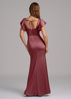 Azazie Elkie 신부 들러리 드레스 인어 스퀘어 네크라인 스트레치 새틴 바닥 길이 드레스 image2