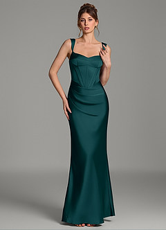 Azazie Mela Brautjungfernkleider Etui Korsett Stretch-Satin Kleid Kiefer image5