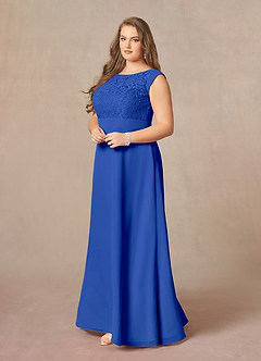 Azazie Bettina vestidos de madre de la novia Vestido de Azul Real de Gasa de Corte En A con Encaje image6