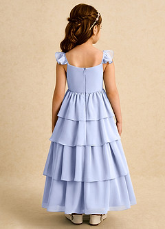 Azazie Boba Blumenmädchenkleider A-Linie Rechteckiger Ausschnitt Chiffon Kleid Eis image2
