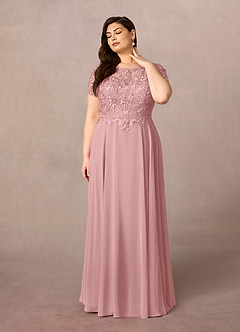 Azazie Adina Mother of the Bride Dresses Dusty Rose A-Line Boatneck Sequins Chiffon Dress image6