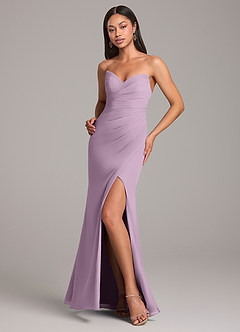 Azazie Yola Jurken voor bruidsmeisjes Converteerbaar Jurk van Chiffon met Kolom Geplooid Blauweregen image4