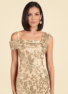 Azazie Odessia Mother of the Bride Dresses Champagne A-Line Sequins Lace Dress image6