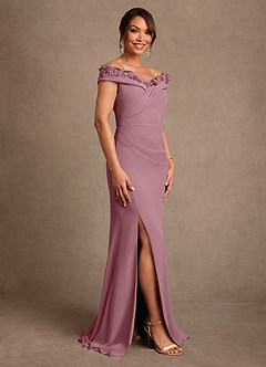 Azazie Jettie Mother of the Bride Dresses Vintage Mauve Sheath Pleated Chiffon Dress image2