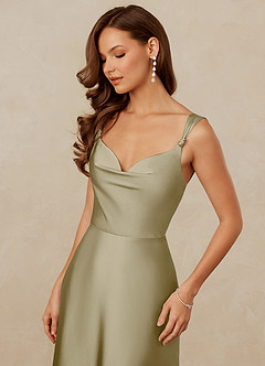 Christian Siriano Bridal for Azazie 1001 Bridesmaid Dresses Moss Green A-Line Sweetheart Neckline Stretch Satin Dress image6