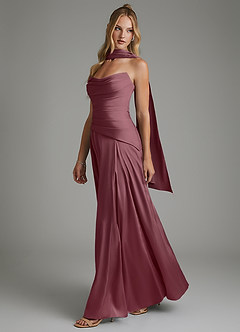 Azazie Gabriela Bridesmaid Dresses Desert Rose A-Line Corset Stretch Satin Dress image6