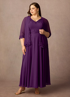 Azazie Devana Mother of the Bride Dresses Grape A-Line Sequins Chiffon Dress image7