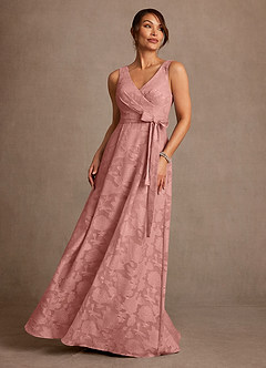 Azazie Luanne Mère de la mariée Robes Robe Trapèze en Blumen-Burnout Plissée Rosette image1