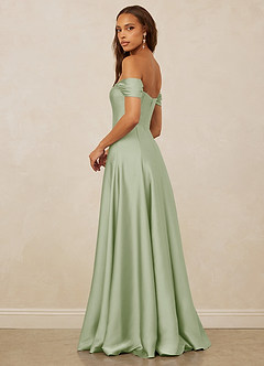 Christian Siriano Bridal for Azazie 1002 Bridesmaid Dresses Dusty Sage A-Line Off the Shoulder Stretch Satin Convertible Dress image3