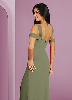 Barbie ♥ Azazie Bridesmaid Dresses Pistachio A-Line Off the Shoulder Chiffon Dress image2