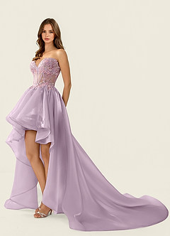 Yasmina Lilac Corset Lace Up Back Lace Ruffled Prom Dress image3
