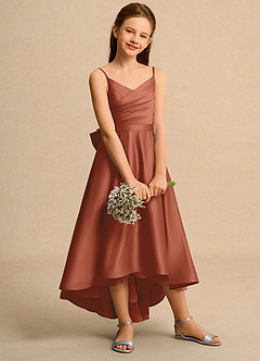 Azazie Sweets Junior Formal Flower Girl Klänningar Klä A-Line i Matt satäng Plisserad image5