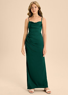 Azazie Mai Junior Robe Trapèze en Satin extensible Encolure en Forme de Cœur émeraude image5