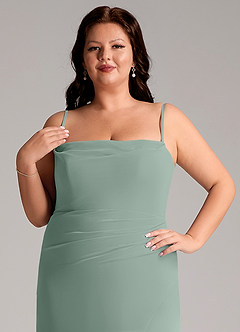 Azazie Leonis Bridesmaid Dresses Silver Sage Sheath Strapless Chiffon Convertible Dress image8