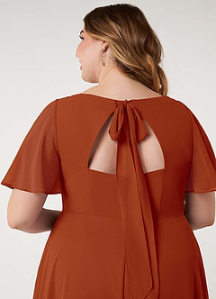 Azazie Kimber Vestidos de damas de honor Vestido de Pimenton de Gasa de Corte en A con Manga volante image14