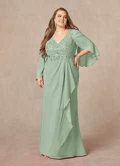Azazie Perry Vestidos para mãe da noiva Vestir Agave de Chiffon de sereia com Renda image9