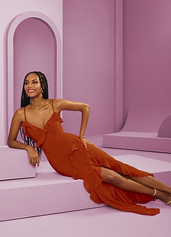 Barbie ♥ Azazie Bridesmaid Dresses Paprika Sheath Chiffon Dress image8