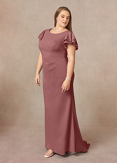 Azazie Peppermint Mother of the Bride Dresses Desert Rose Mermaid Scoop Ruched Stretch Crepe Dress image9