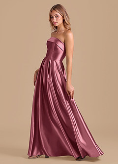 Azazie Lucienne Bridesmaid Dresses Desert Rose A-Line Pleated Metallic Satin Dress image6