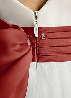 Azazie Sosie Abiti da Ragazza di Fiori Abito A-Line in Tulle Plissettato Avorio Terracotta image5