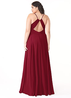 Azazie Avelina Bridesmaid Dresses Burgundy A-Line V-Neck Pleated Chiffon Dress image7