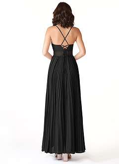 Azazie Devyn Brautjungfernkleider A-Linie Korsett Chiffon Kleid Schwarz image2