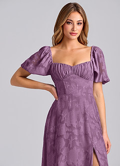 Azazie Mirian Robes de demoiselle d'honneur Robe Trapèze en Blumen-Burnout Encolure en Forme de Cœur Glycine image7