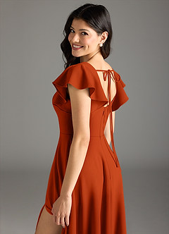 Azazie Bondi Brautjungfernkleider A-Linie Gestreift Stretch-Krepp Kleid Paprika image7