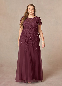 Azazie Laurie Mother of the Bride Dresses Cabernet Mermaid Scoop Sequins Tulle Dress image8