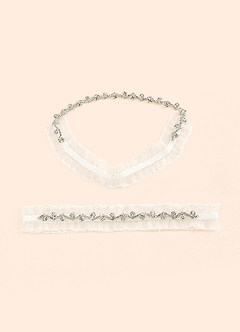 front Crystal and Ruffle Two-Piece Garter Set
