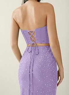 Esme Purple Two-piece Corset Stretch Satin Mermaid Prom Dress image6
