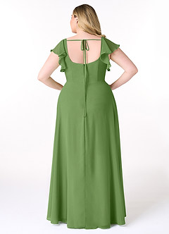 Azazie Bondi Brautjungfernkleider A-Linie Gekräuselt Chiffon Kleid Basilikum image8