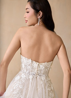 Azazie Seradine Wedding Dresses Diamond White Nude A-Line Off the Shoulder Beading Dress image8