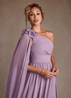 Azazie Lancaster vestidos de madre de la novia Vestido de Glicinia de Gasa de Corte en A con Hombro unilateral image4