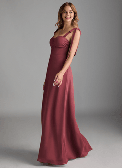 Azazie Lizet Bridesmaid Dresses Merlot A-Line Sweetheart Neckline Chiffon Dress image4