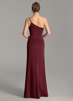 Azazie Hudsyn Jurken voor bruidsmeisjes Jurk van Stretch Satijn met Zeemeermin One-shoulder Cabernet image5