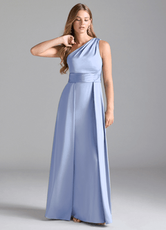 Azazie Dallas Vestidos de damas de honor Vestido de Hielo de Satén Elástico de Corte en A con Hombro unilateral image1