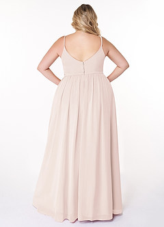 Azazie Rayna Robes de demoiselle d'honneur Robe Trapèze en Mousseline de soie Col V plissé Rose Pétale image8