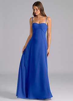 Azazie Valentine Bridesmaid Dresses Royal Blue A-Line Corset Chiffon Dress image3