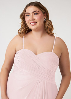 Azazie Arabella Allure Robes de demoiselle d'honneur Robe Trapèze Convertible en Mousseline de soie Encolure en Forme de Cœur Rose Pâle image19
